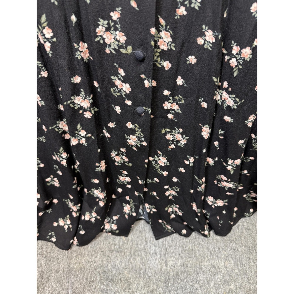 Reformation Dress Womens 4 Black Floral V-Neck Short Sleeve Button Front‎ Midi - Picture 7 of 15